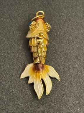 Vintage Articulated Enamel Fish Charm Pendant